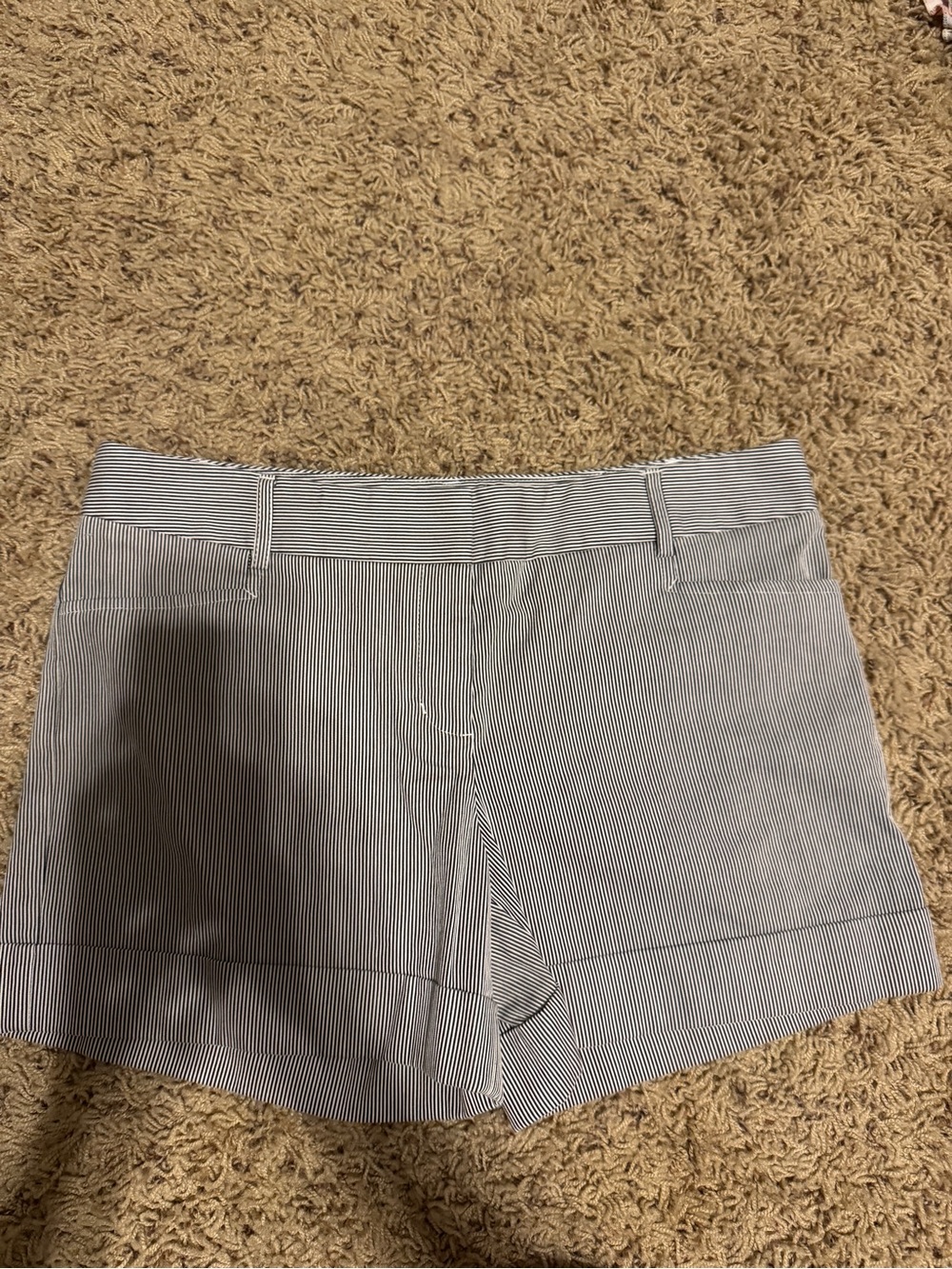 Express High-Waist Pinstripe Shorts - Navy & White